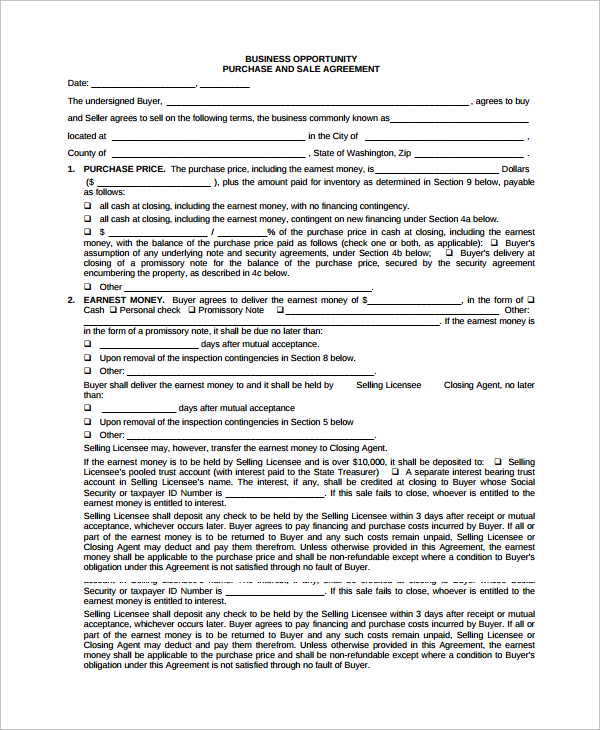 business sale agreement pdf