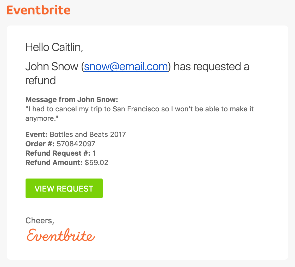 asking refund email sample