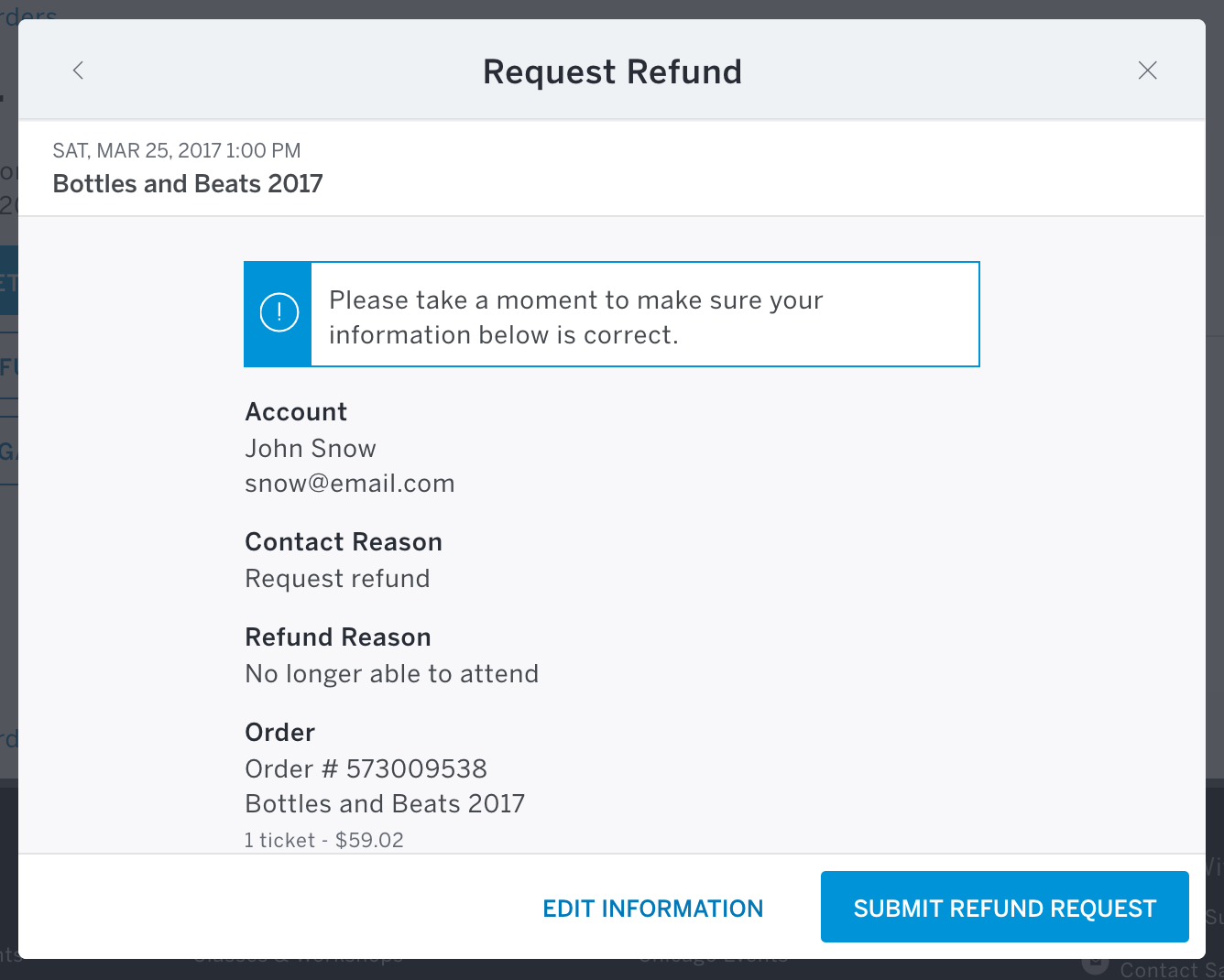 asking refund email sample