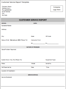customer service report sample