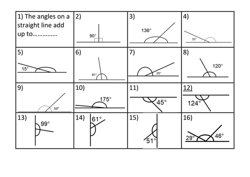 angles on a straight line worksheet pdf