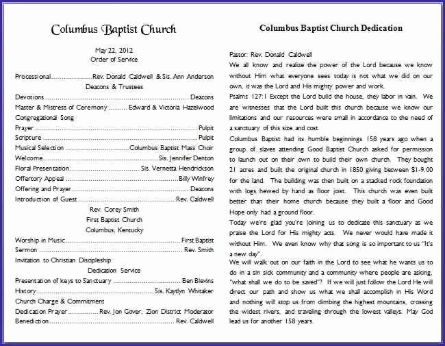 church inauguration program sample