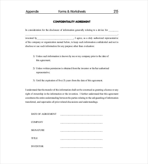 confidentiality agreement sample pdf