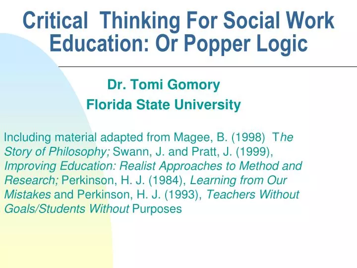 critical thinking in social work pdf