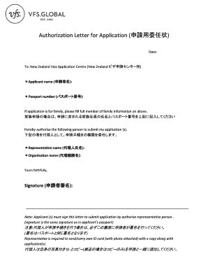 authorization letter to submit visa application